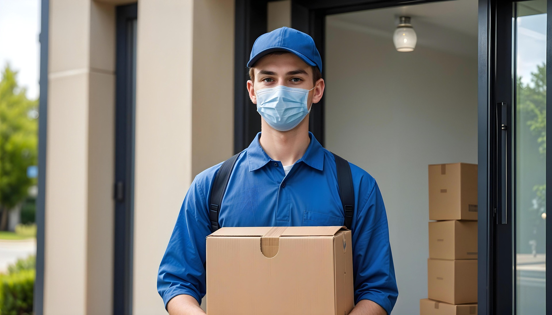 Air Jake courier delivering a parcel to the door